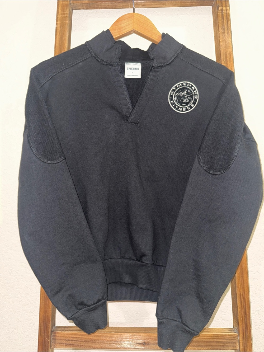 Gymshark Black Crew Sweatshirt with Chest Emblem